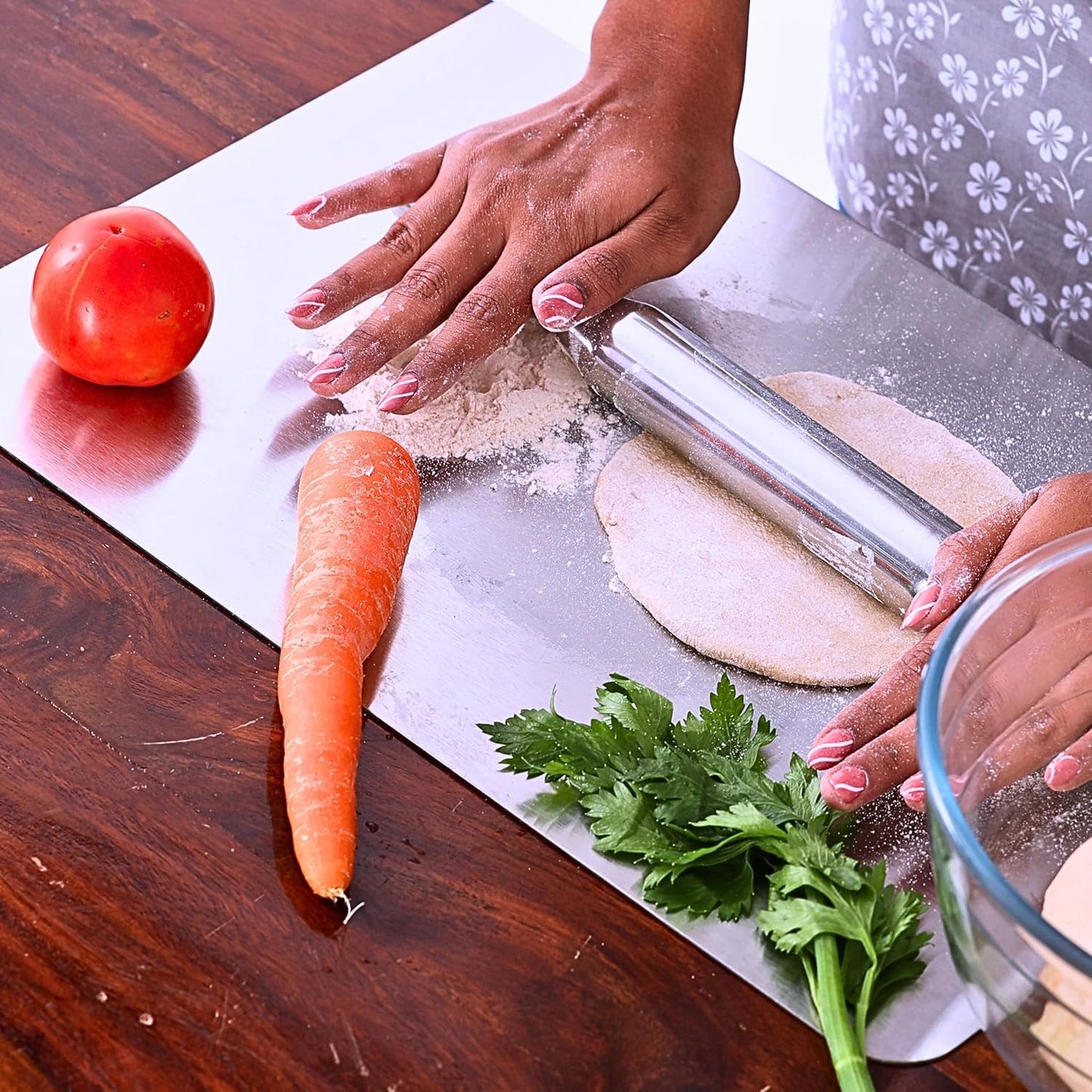 Premium 304 Food Grade Stainless Steel Chopping Board – Big Size, Counter-Top Design, 5-Year Quality Assurance ✨