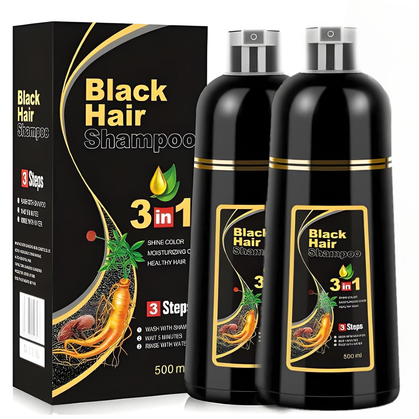 BLACK HAIR DYE SHAMPOO 3-IN-1 (NO SIDE EFFECT) - Buy 1 Get 1 Free 🔥